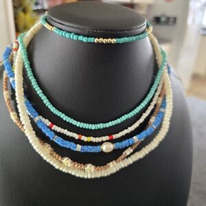 5 Beaded Choker Necklaces And 1 Bracelet